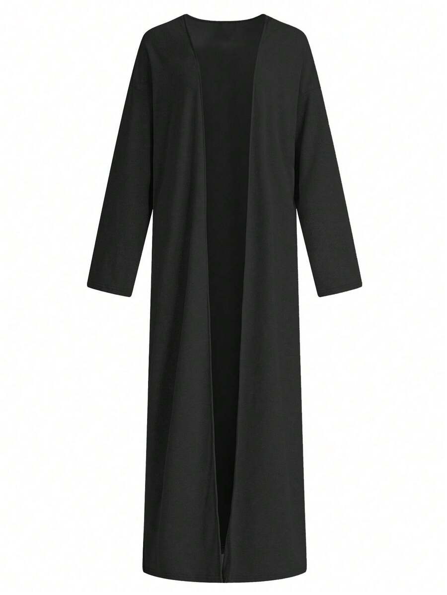 灰色罗纹针织长款开衫，宽松休闲版型，长袖，可机洗，明星和网红挚爱的必备换季单品，适合商务、休闲和情人节派对 | 适合工作日、周末和假日活动 | 2026春夏款