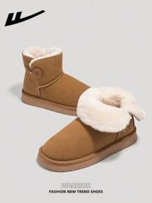 WARRIOR WARRIOR Women 1 Pair Snow Boots Slip-On Design Plush Lining Thick Sole Winter Boots, Outdoor Wear Warm Boots