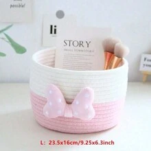 Rope Woven Desktop Storage Basket For Toys Snack Tissue Candy Stationery Cosmetic Makeup  Organizer Home  Livingroom Bathroom Bedroom Clutter Organization - Pink - View 14