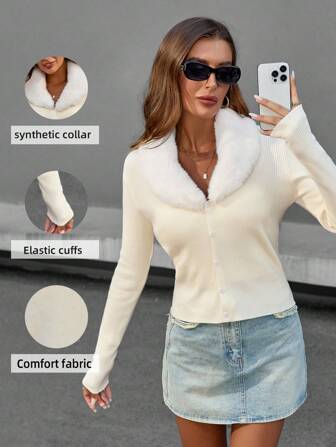 Women Simple Casual Fluffy Knitted Pullover For Autumn/Winter