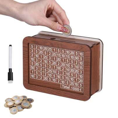 1 Stück kreative DIY Spardose, Heimdekoration, wiederverwendbare Holz Digital Sparbüchse