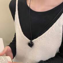 1pc New Heart Pendant Necklace Adjustable Pull-Out Sweater Chain Accessory - Multicolor - View 5