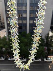 1pc Fashion Unisex Transparent Acrylic Geometric Spiked Chain Necklace With Stainless Steel Clasp, Suitable For Men's Daily Wear And Gift