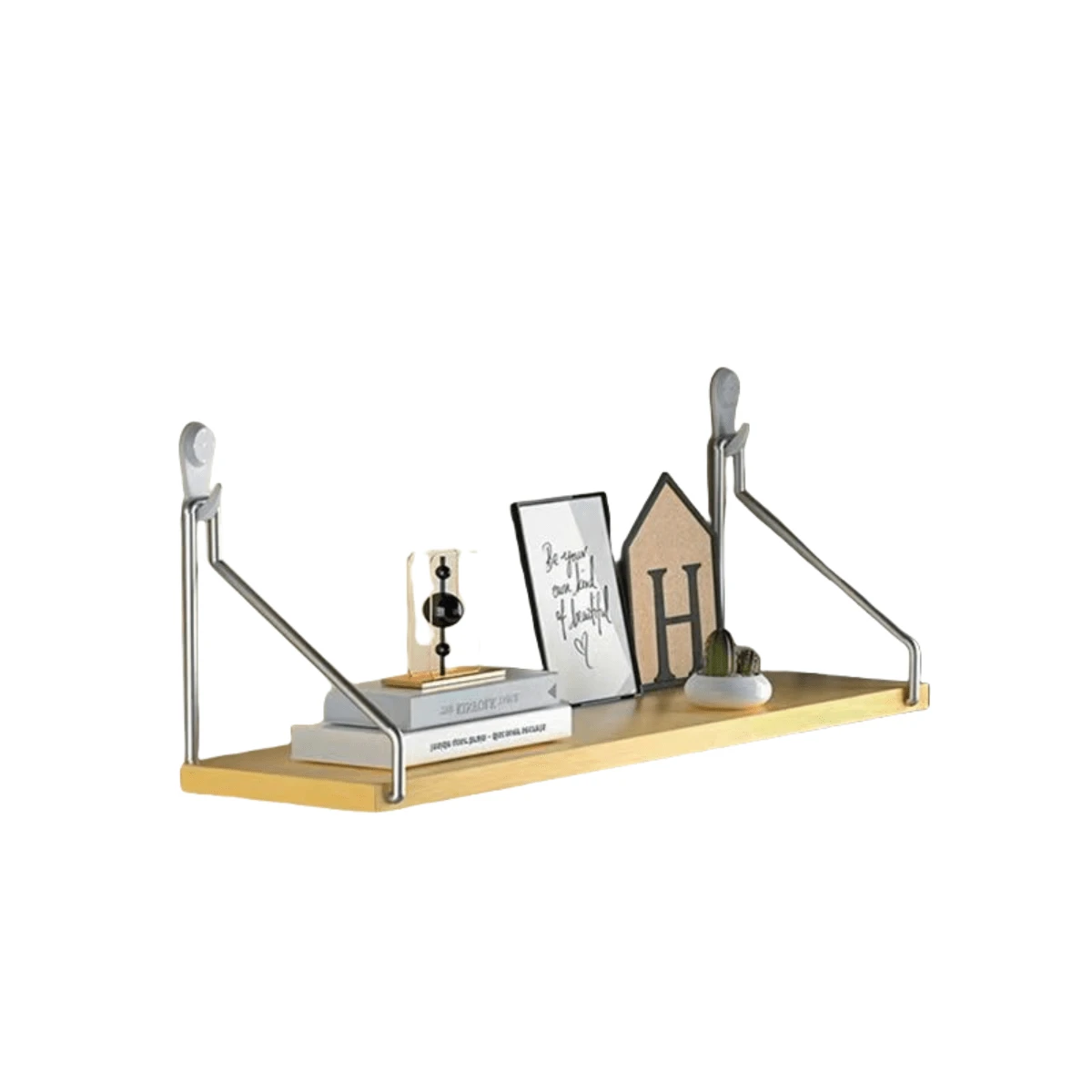 Wall Mounted Shelf, No-Drill Wall Shelf, Wall Storage Rack For TV Wall And Display - Khaki - View 1