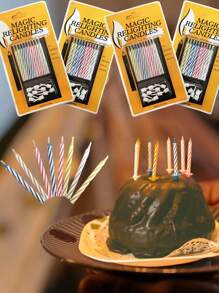 Nến thắp lại bằng thủ thuật ma thuật, 4 gói nến sinh nhật, bộ đồ chơi khăm vui nhộn, thủ thuật trang trí bánh cho sinh nhật, tiệc tùng, lễ kỷ niệm, trang trí phòng, quà tặng, đồ trang trí sinh nhật, sinh nhật vui vẻ, nến bánh, trang trí phòng - Nhiều màu - Xem 2