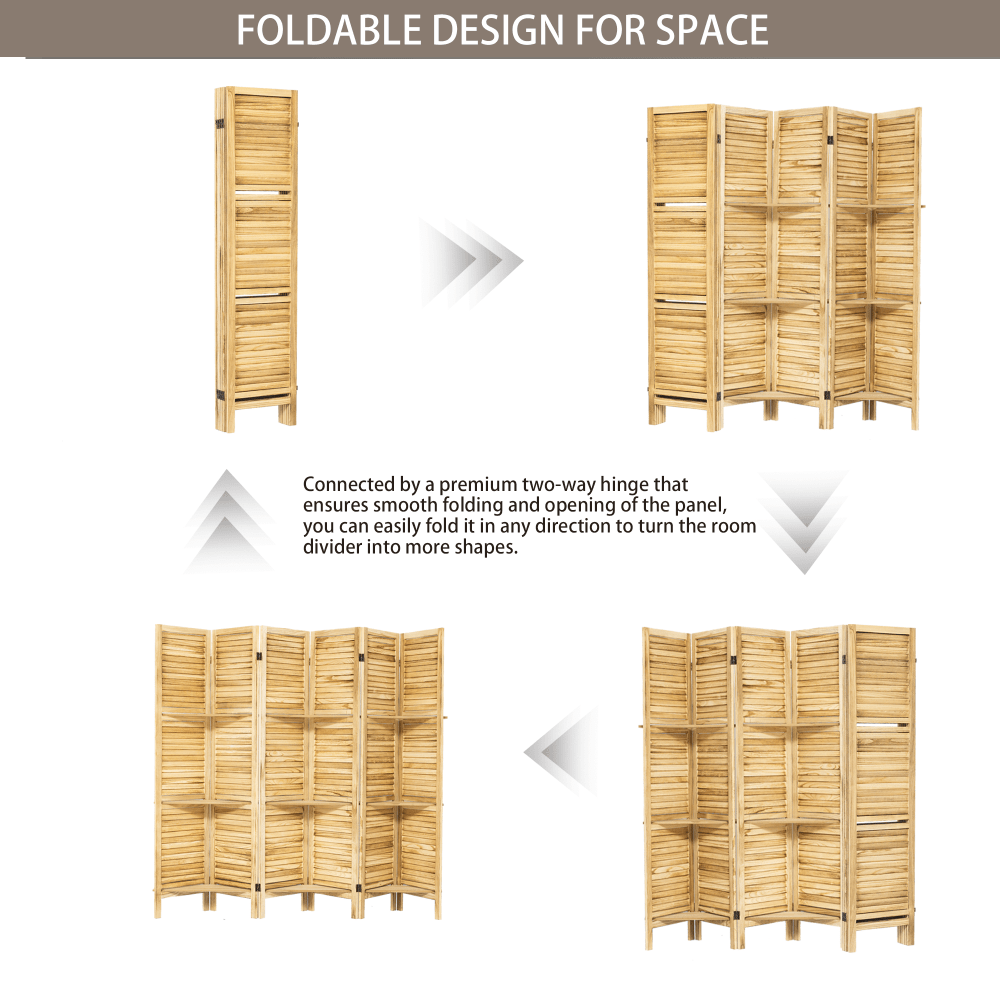 Room Divider 6 Panel, Wood Folding Room Divider Screen, Room Divider
