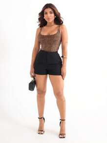 TAILORED SHORTS HIGH WAIST VARIOUS COLORS WITH ZIPPER SHAPES THE BODY SUMMER - 黑色 - 查看 3