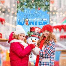 1 件圣诞门横幅雪人门套圣诞派对装饰圣诞节装饰室内室外门套圣诞节节日派对用品门装饰 - Hello Wiinter ! Snowman - 查看 2