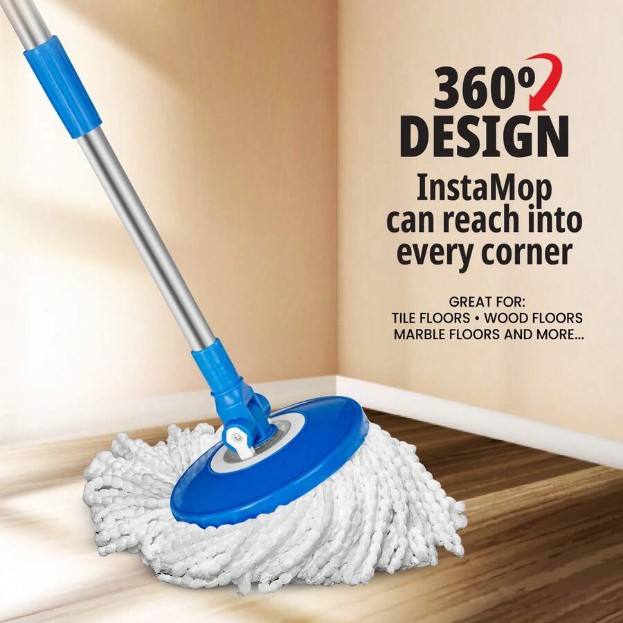 Lightweight Spin Mop And Bucket With Wringer Microfiber Mop Head Floor