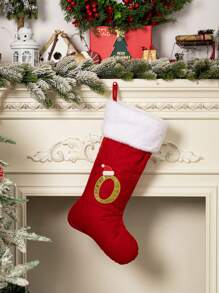 1 Pc Christmas Gold Velvet Cloth Letter Christmas Stockings Decoration, Red High-End Gold Velvet Letter Stockings Diy Name Christmas Stockings, Mother Gift Stockings, Creative Christmas Tree Ornaments, Holiday Party Atmosphere Decoration Props, Candy Gift Bags, Christmas Decorations, Home Decoration Room Decor Winter Christmas Decorations Home Christmas Gifts Christmas Decor