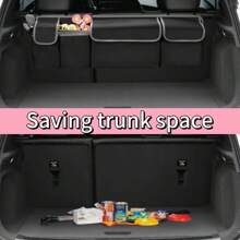1pc Car Trunk Organizer Bag, Backseat Hanging Storage Bag, Suitable For SUV, Truck, MPV, Waterproof, Foldable Cargo Storage Bag With 4 Pockets - Black - View 2