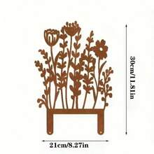 1pc 30cm Rusty Iron Silhouette Flower & Plant Decoration Stake, Suitable For Yard, Garden, Planter, Home Decor, Halloween, Christmas - Multicolor - View 13