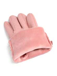 1 para jednokolorowych rękawiczek dekoracyjnych z kokardą Stylowe ciepłe rękawiczki z polaru do ekranów dotykowych Zimowe rękawiczki do jazdy na zewnątrz odporne na zimno