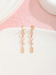 1 cặp bông tai thả hình ngôi sao và chữ cái thời trang cho trẻ em làm quà tặng trang sức lễ hội cho cuộc sống hàng ngày - Nhiều màu - Xem 2