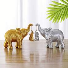 1 pieza Estatua de elefante, decoración de elefante dorado y plateado que trae buena suerte, salud y fuerza. Regalo de elefante para mujeres, regalo para madres. Adorno adecuado para decoración del hogar, decoración del dormitorio, oficina y estudiantes, mejor regalo de Navidad, invierno - Multicolor - Ver 5
