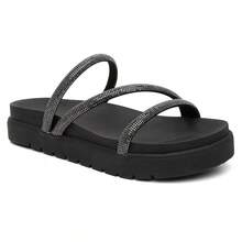 Women's  Sandal Strap Rhinestone Shiny Flatform Soft Lightweight Fashion - màu đen - Xem 1
