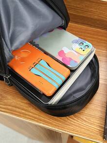 新款时尚简约男士 PU 胸包，大容量休闲斜挎单肩包，适合户外旅行、购物、男女通用礼物 万圣节圣诞节冬季圣诞礼物 男士包 男士包 斜挎包 侧包 男士笔记本电脑礼物 时尚休闲感恩节秋季钱包 节日收纳包 斜挎包 腰包 腰包 骑行包 腰包 男士礼物 黑色包 徒步旅行 学生 多功能便携式 爸爸礼物 男朋友礼物 度假 - 黑色 - 查看 6