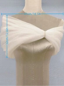 1 件女式不对称可调节网眼披肩，适合婚礼、派对、宴会 - 彩色 - 查看 2