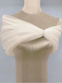 1 件女式不对称可调节网眼披肩，适合婚礼、派对、宴会 - 彩色 - 查看 4