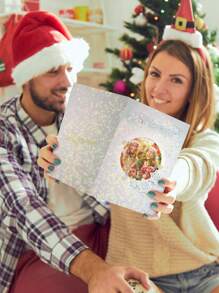 1 张定制照片和文字圣诞贺卡，可选各种激光膜，17.8 厘米 X 12.7 厘米（5 英寸 X 7 英寸），精美礼品，个性化定制圣诞贺卡，适合送给家人、朋友等 - 17.8*12.7cm - 查看 7