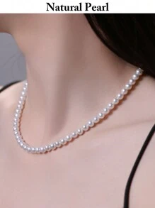 mufan 1pc Natuurlijke gekweekte zoetwaterparelketting, 925 sterling zilver hypoallergeen, geschikt voor dagelijks gebruik, dates, feesten, reizen, bruiloften, luxe sieraden cadeau met geschenkdoos voor vrienden