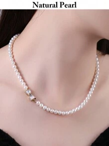 mufan 1pc Natuurlijke gekweekte zoetwaterparelketting, 925 sterling zilver hypoallergeen, geschikt voor dagelijks gebruik, dates, feesten, reizen, bruiloften, luxe sieraden cadeau met geschenkdoos voor vrienden