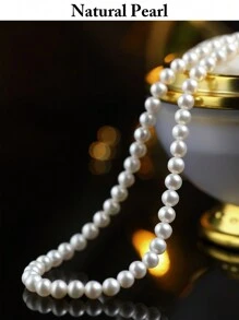 mufan 1pc Natuurlijke gekweekte zoetwaterparelketting, 925 sterling zilver hypoallergeen, geschikt voor dagelijks gebruik, dates, feesten, reizen, bruiloften, luxe sieraden cadeau met geschenkdoos voor vrienden