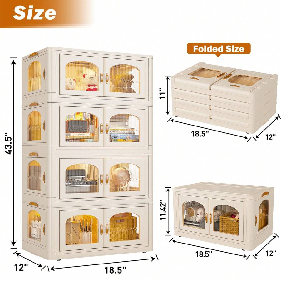 10.854 GAL Storage Bins With Lids, Foldable Large Stackable Storage