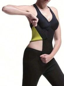 1pc, Outdoor Sports Women's Plastic Belt, Running Fitness Yoga Sweating Plastic Belt, Black Yellow Plastic Belt, Women's Pressure Sweating Bundle Belt, Waistband Belt, 2025 Summer, Waist Trainer(Suggest Purchasing According To The Size Chart Recommendations) - Black - View 4