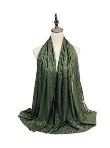 1pc Fashionable & Versatile Solid Color Jacquard Soft, Breathable & Sun-Protective Hijab Scarf Shawl, Suitable For Daily Commute & As Outfit Accessory - Multicolor - View 12