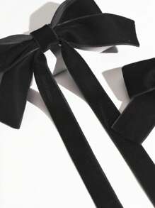 2pcs Ballet Style Long Streamer Ribbon Bow Hair Clips, Fashionable Cute Accessories For Women, Suitable For Any Occasion, Hair Barrettes Claw Clips, School Stuff, Elegant, College, Winter Outfit For Women, Bows, Hair Accessories - Velvet-black - View 3