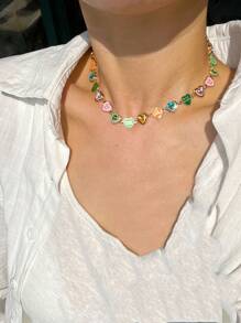 1 Vòng cổ choker hình trái tim nhiều màu sắc dành cho phụ nữ Trang sức dự tiệc tinh tế - vòng cổ tình yêu - Xem 1