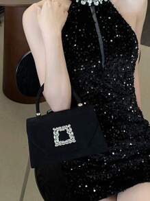 Versatile New Fashion Clutch Bag For Women, Elegant Rhinestone Decor Evening Bag For Formal Dress, Wedding, Bridesmaid