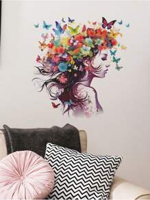 mama look 1 miếng/2 miếng 40*60cm/15,74*23,62in 30*40cm/11,81*15,74in Miếng dán tường hình cô gái bướm và hoa hồng cho phòng khách và phòng ngủ Miếng dán trang trí có thể tháo rời bằng PVC Decal dán tường phòng DIY - Nhiều màu - Xem 7