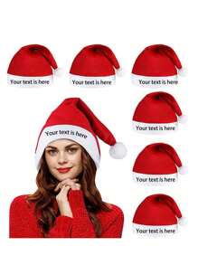 1pc Customized Christmas Hat, Personalized Holiday Cap,Forest Tones - Red+White - View 8