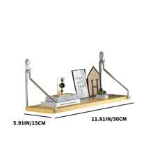 Wall Mounted Shelf, No-Drill Wall Shelf, Wall Storage Rack For TV Wall And Display - Khaki - View 2