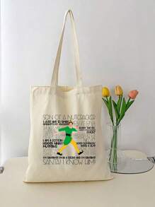 1 Piece Buddy The Santa, Túi Tote Đeo Vai Quà Tặng Giáng Sinh, Túi Mua Sắm Có Thể Tái Sử Dụng, Túi Mua Sắm Gấp Gọn Nhẹ, Túi Xách Tay Di Động Thời Trang Và Giản Dị Dung Tích Lớn, Túi Đeo Vai, Thích Hợp Cho Sinh Viên Đại Học Đựng Đồ Dùng Chuẩn Bị Trở Lại Trường Học, Sách Vở Và Phụ Kiện Điện Thoại Di Động. Mỹ Phẩm Du Lịch Cho Nam Và Nữ, Túi Đựng Đồ Mua Sắm, Quà Tặng Cho Mẹ, Bạn Bè Và Giáo Viên (Có Nhiều Mẫu In) - Màu be - Xem 4