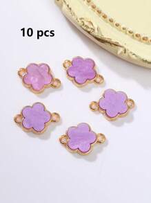5/10/20/30/50/100/200/300/400/500 piezas Colgante con flor de cuatro hojas elegante de varios colores con dos agujeros, apto para hacer collares, pulseras, pendientes, llaveros, charms de teléfono, joyería de regalo para parejas