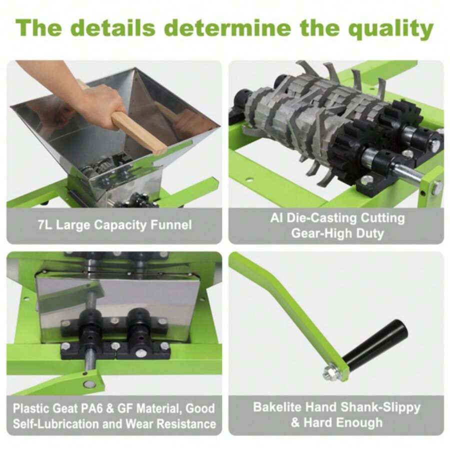 Fruit And Apple Crusher, 7L(1.8 Gal) Manual Juicer Grinder, Large