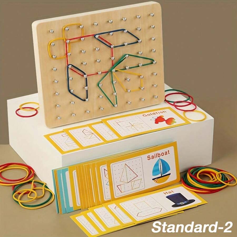 Wooden Geoboard Montessori Toys For 3 4 5 Year Old Kids And Toddlers