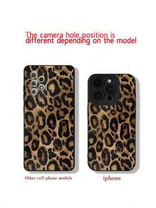 猎豹印花 1 件黑色豹纹手机壳适用于 11/12/13/14/15 Pro/15 Plus/15 Pro Max 防水防震防摔防刮 - 黑色 - 查看 4