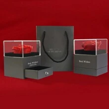 Hộp quà tặng hoa hồng 1 chiếc, Hộp đựng trang sức hoa xà phòng thân đơn, Hộp đựng nhẫn, Hộp quà mặt dây chuyền, Đồ trang trí Giáng sinh, Quà tặng ngày lễ tình nhân và Giáng sinh, Quà tặng cho phụ nữ, Thích hợp cho sinh nhật, đám cưới, kỷ niệm, lễ rửa tội, tiệc tùng, Quà tặng sinh nhật và ngày lễ hoàn hảo cho gia đình, Trang trí Giáng sinh - màu đen - Xem 5