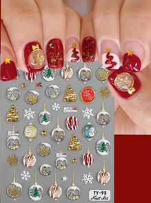 1/3PCS 5D Relief Three-Dimensional Cartoon Santa Nail Stickers Winter Christmas Cute Elk Snowman Snow Crystal Ball Christmas Tree Embossment Jelly Translucent Kawaii Animation Design Holiday Self-Adhesive Stickers Nail Salon DIY Decorative Accessories - Multicolor - View 13