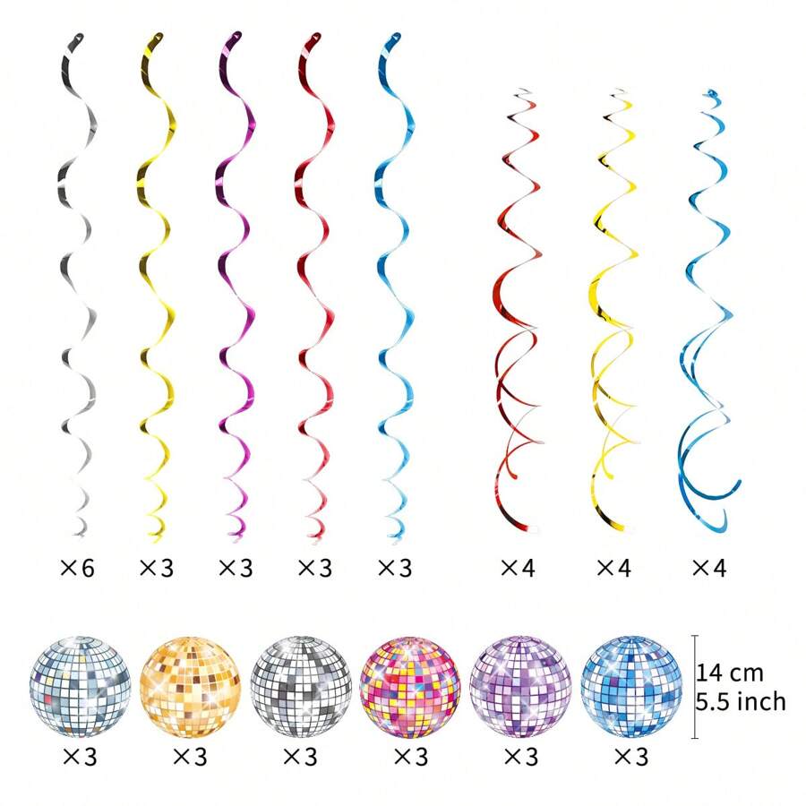 30 Pack Hanging Happy Birthday Swirl Decorations, Party