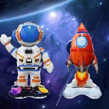 Bóng bay lá kim loại hình phi hành gia tên lửa Giáng sinh 27 inch, Bóng bay trang trí chủ đề không gian, Thích hợp cho tiệc sinh nhật, trang trí địa điểm tiệc theo chủ đề không gian, Bộ 2 quả bóng bay trang trí tên lửa phi hành gia theo chủ đề không gian - Nhiều màu - Xem 1