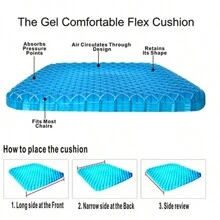 Cojin Gel Silicon Ergonomico Panal Comodo Asiento Auto Silla,cojines para sillas decorativos ortopedico cojin de gel silicona - Azul - Ver 3