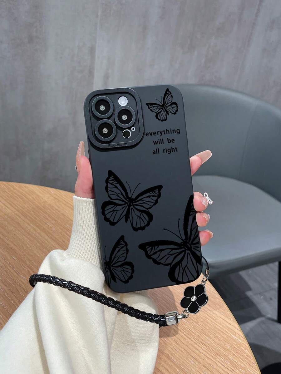 1个TPU软壳,黑色蝴蝶印花手机壳,兼容苹果 7/8/7P/8P/X/XS/XR/XS Max/11/12/13/14/15系列、S22 Ultra/S23 Ultra/S24 Ultra/S系列/A系列,也兼容红米手机。摄像头孔位随机设计。国际版,非国内版。 - 彩色 - 查看 1