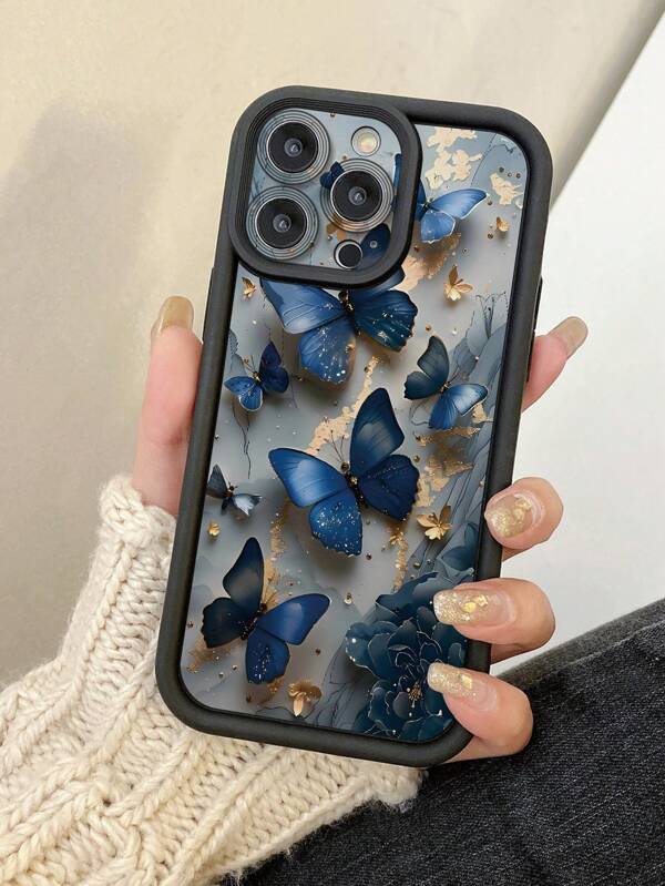 1pc Butterfly Design Phone Case With Precise Camera Cutout And Shock Protection, Compatible With IPhone 11 Pro Max/12 Pro Max/13 Pro Max/14 Pro Max/15 Pro Max/6 Plus/16 Pro Max, Galaxy A55/A15/S24 Ultra, Redmi, OPPO/Realme, VIVO, Infinix, Honor, OnePlus