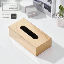 1pc Countertop Tissue Box, Stainless Steel Facial Tissue Dispenser, Napkin Holder, Can Be Placed On Countertop Or Wall-Mounted, For Living Room, Dining Room, Bathroom, Bedroom, Home Essential - Available In Glossy, Brushed, Black, Gold Home Bathroom Decor Bathroom Organizer Summer Back To School