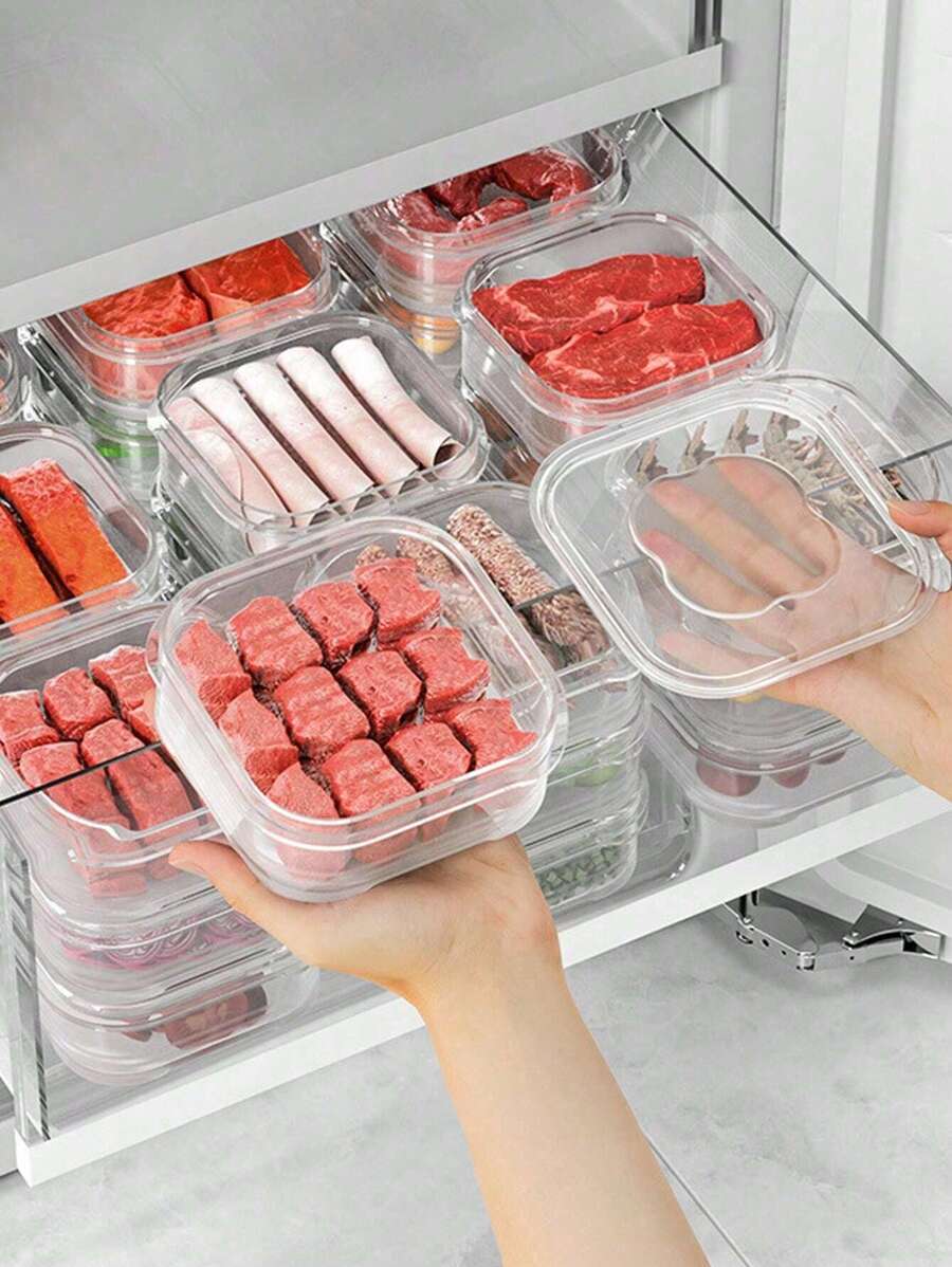 5 件装 PP 冷冻肉类储存容器，350 毫升冰箱收纳盒圣诞礼物 - 無色 - 查看 1